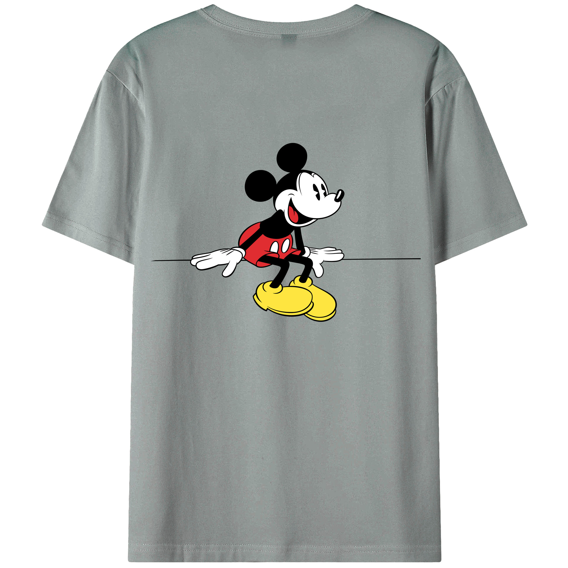 ミッキーマウス Mickey Mouse 綿100％ メンズ半袖Tシャツ（バックプリント） 通気性